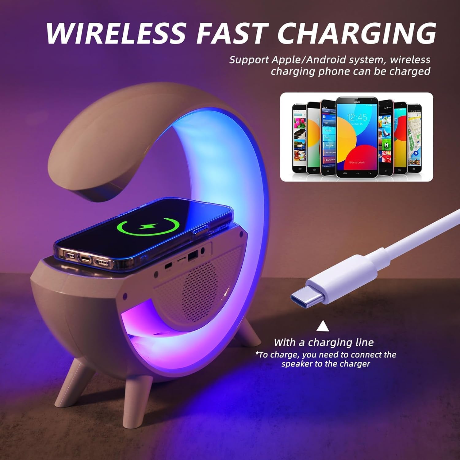 G shaped Led Wireless Charging Speaker Peonlyshop g-shaped-led-wireless-charging-speaker-peonlyshop