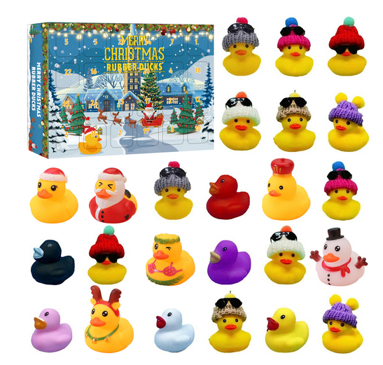 24 Pcs Christmas Rubber Ducks Advent Calendar