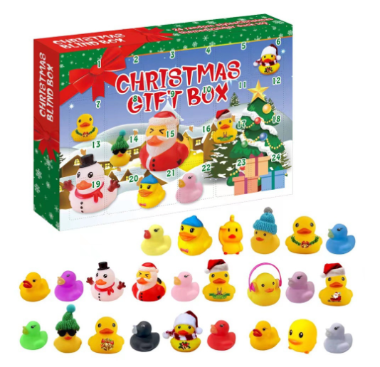 24 Pcs Christmas Rubber Ducks Advent Calendar