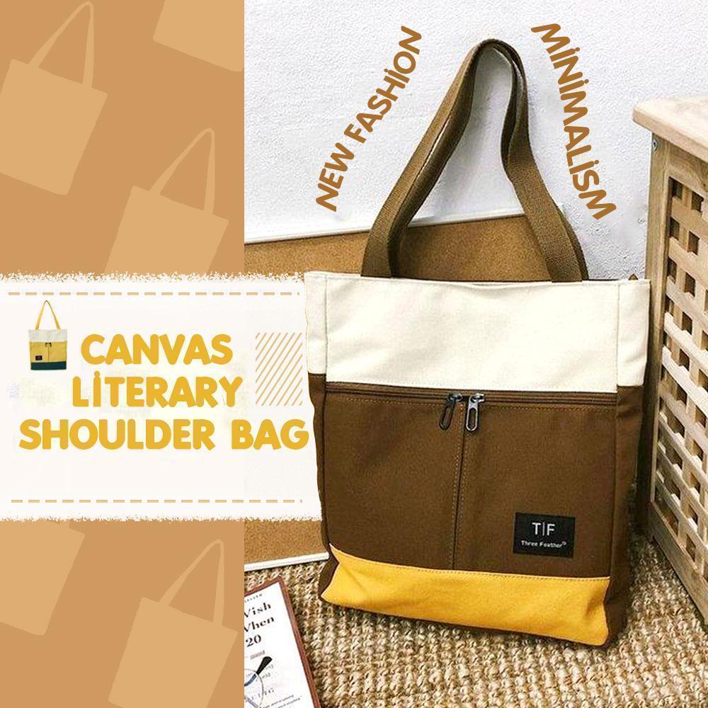 Canvas Literary Shoulder Bag, Portable Handbag