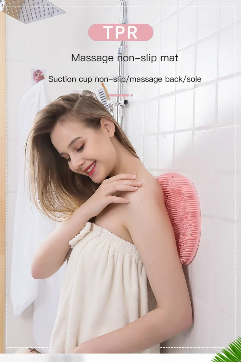 Shower Foot & Back Scrubber, Anti-Skid Bathroom Silicone Massage Pad