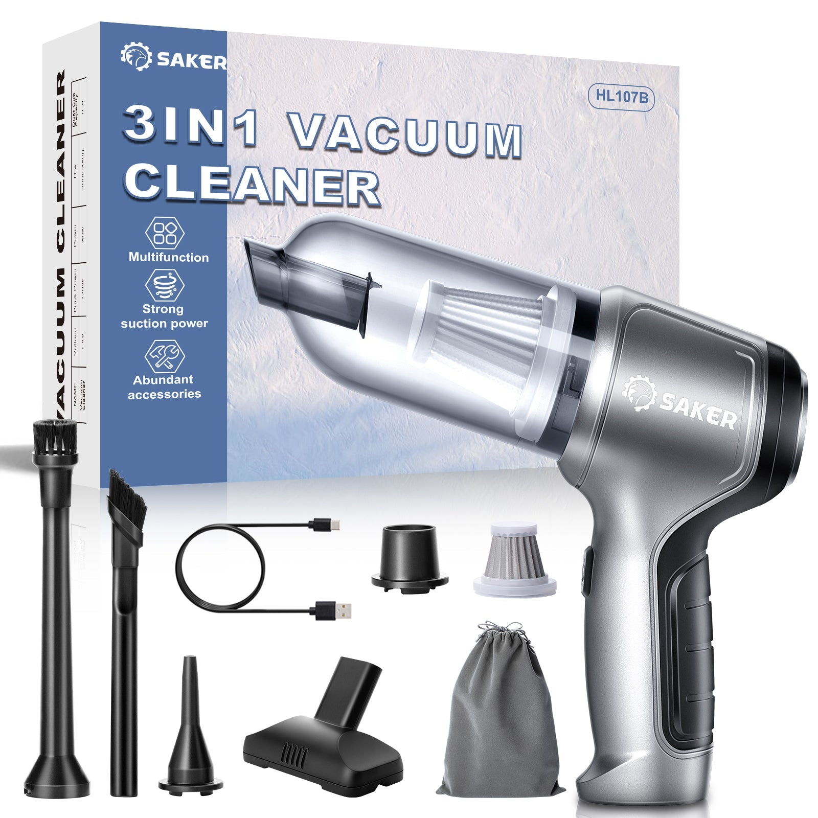 Upgraded Mini 3 in 1 Vacuum Cleaner
