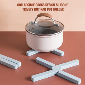 Collapsible Cross Design Silicone Trivets Hot Pad Pot Holder