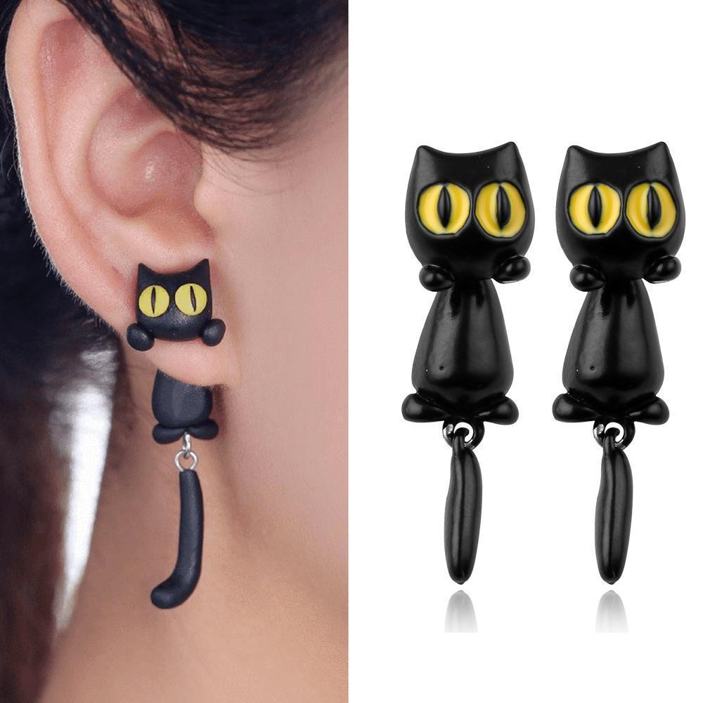 Unique Yellow-Eye Cat Earrings