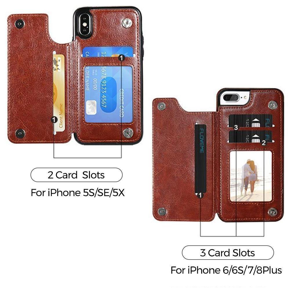 Leather Wallets Phone Case for iPhones, with card slots