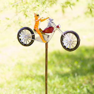 Frogs on a Vintage Bicycle Metal Wind Spinner