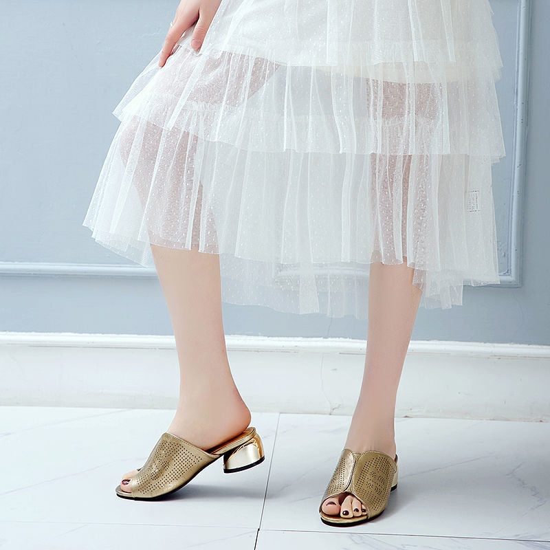 Fish Mouth Soft Leather Sandals