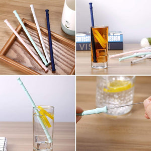 Silicone Straw Drinking Reusable,4PCS