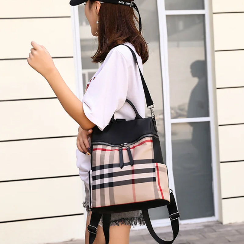Plaid Dual-purpose Backpack for Women
