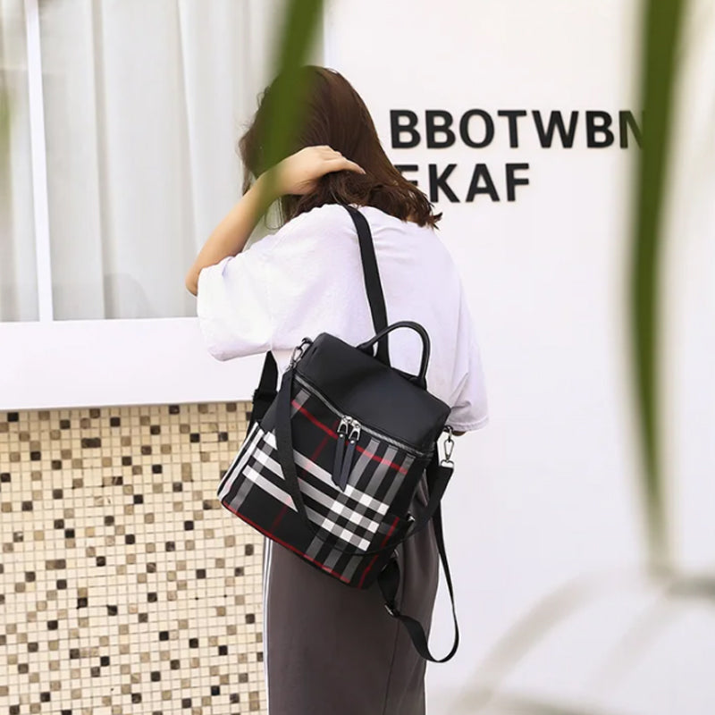 Plaid Dual-purpose Backpack for Women
