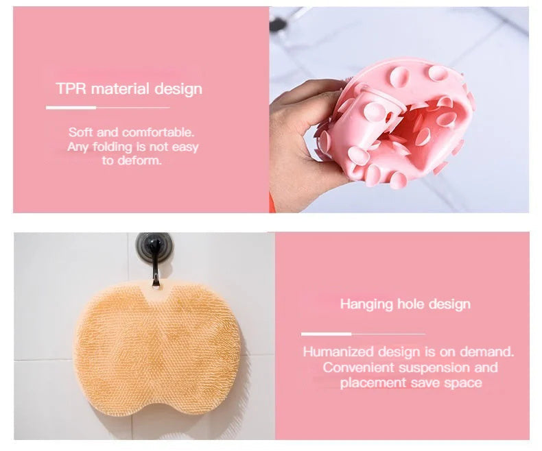 Shower Foot & Back Scrubber, Anti-Skid Bathroom Silicone Massage Pad