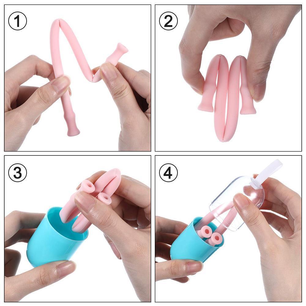 Silicone Straw Drinking Reusable,4PCS