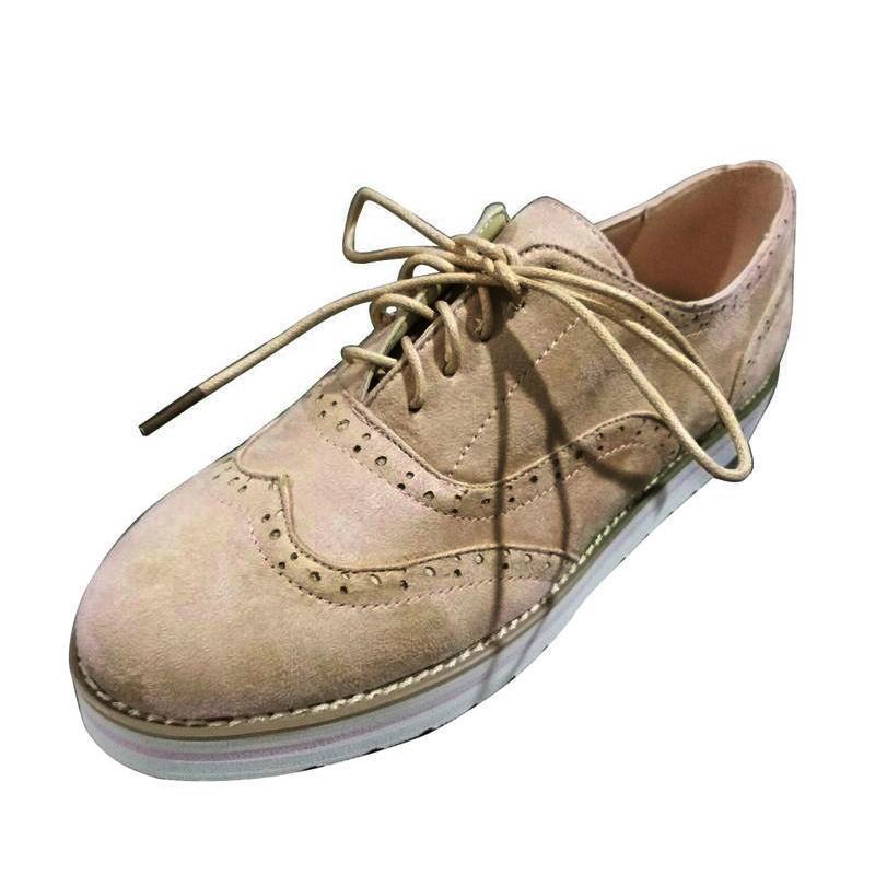 Women's flat suede casual shoes round toe
