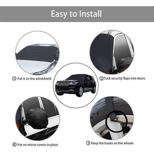 Car Windshield Snow Cover, With 2 Adjustable Car Side Mirror Covers