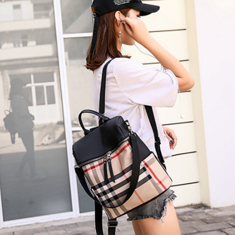 Plaid Dual-purpose Backpack for Women