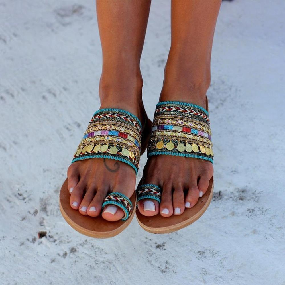 Ethnic boho style toe ring sandals