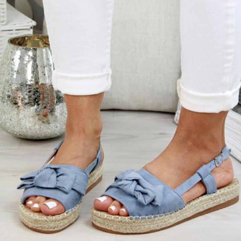 Womens Bow Tie Knot Flat Sandals