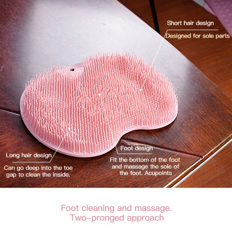 Shower Foot & Back Scrubber, Anti-Skid Bathroom Silicone Massage Pad