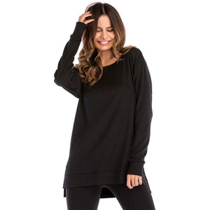 Women's Side Split Loose Casual Pullover Tunic Tops