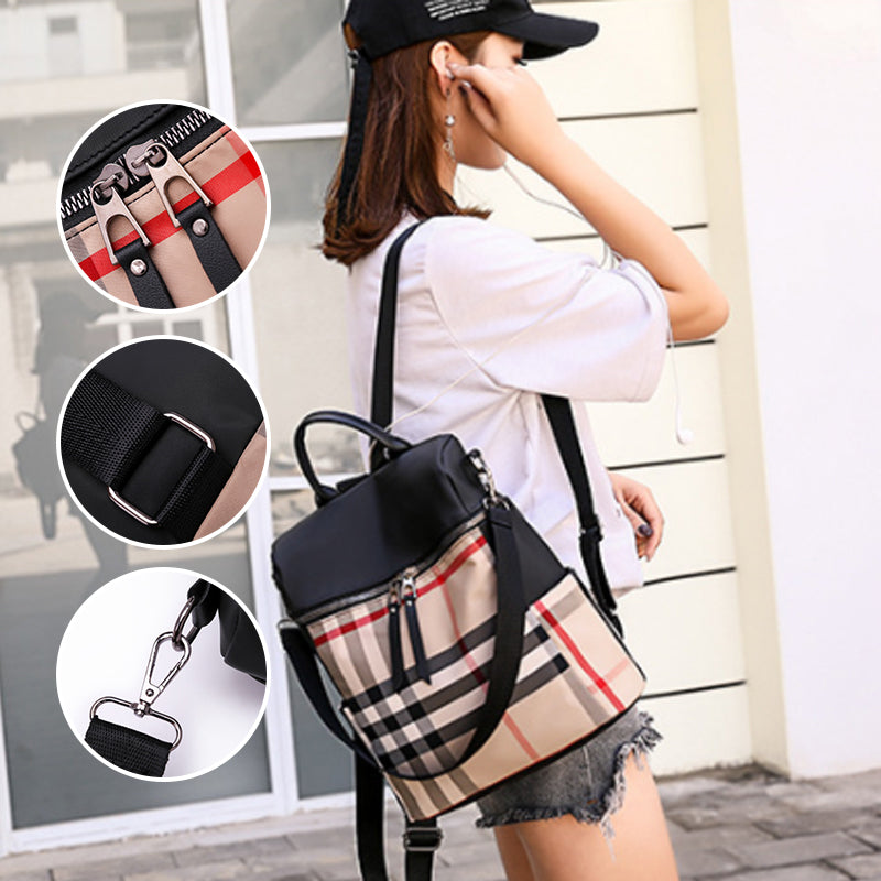 Plaid Dual-purpose Backpack for Women
