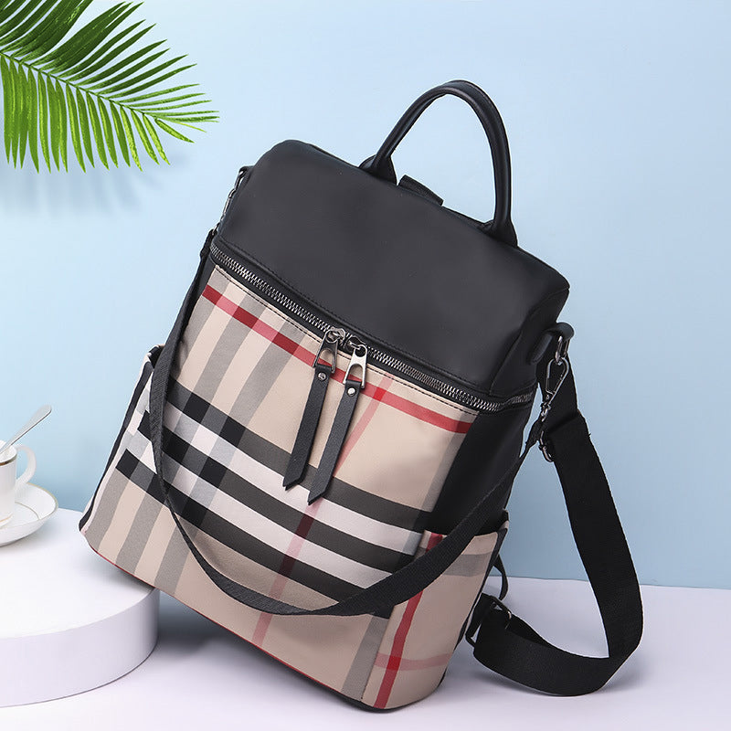 Plaid Dual-purpose Backpack for Women